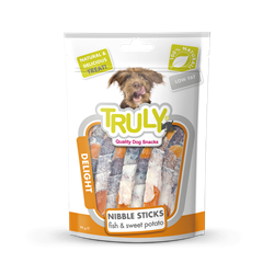 Truly Nibble Sticks Fish & Sweet Potato / Fisk & Sød Kartoffel. Godbidder til hunde. 90 g